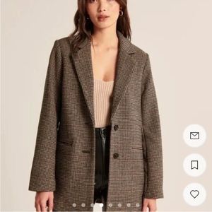 Abercrombie wool plaid brown oversized blazer size xs